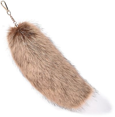 Vossenstaart - Milieuvriendelijke bonthanger - Bontaccessoire - Tashanger voor dames - Autosleutelhanger-Stijl 7 40cm