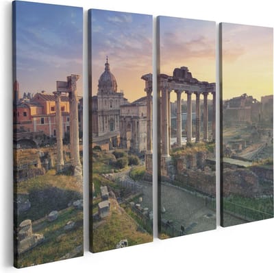 Artaza Canvas Schilderij Vierluik Romeins Architectuur in Rome, Italië - 80x60 - Foto Op Canvas - Canvas Print