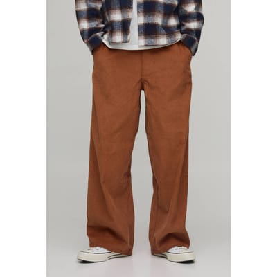 Baggy Corduroy Broek met Geweven Label | Rust | Size XS