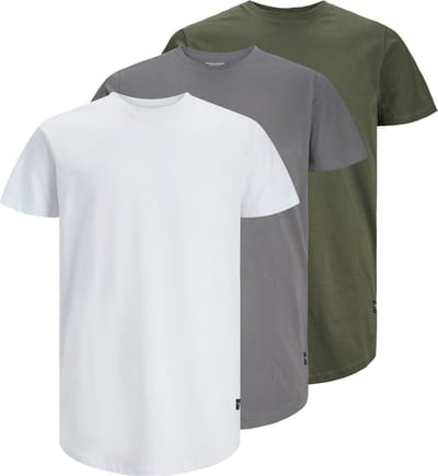 Jack & Jones Heren T-Shirt JJENOA 3 Pack regular fit Veelkleurig S Ronde Hals Volwassenen gemaakt van 100% katoen