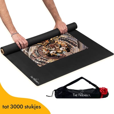 The Friendly Puzzelmat 3000 stukjes voor Legpuzzel - Puzzelmatten & Accessoires - ook geschikt als puzzelmat 2000 stukjes - Puzzelrolmat 3000 stukjes - Puzzel opbergsysteem – Rubberen puzzelmat oprolbaar - 90x140cm