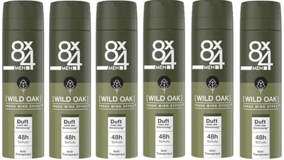 8x4 Deodorant Spray No 8 Wild Oak 150 ml - Voordeelverpakking 6 stuks