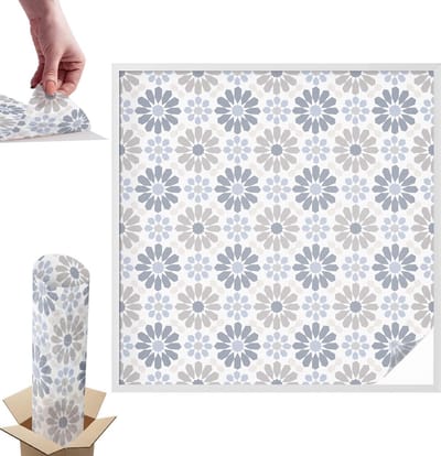 Tulup Raamfolie Anti inkijk - Bloemenmozaïek Anti inkijk Raamfolie - 100x100 cm - Beige Raamfolie Tegen inkijk - Zelfklevende Anti inkijk Folie Glas in Lood - Voor de slaapkamer, hal en woonkamer - Zonwerende Raamfolie Glas in Lood