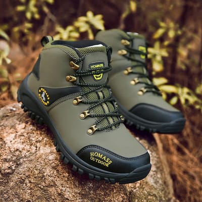 Unisex Nouvelles Bottes de Randonnée Homme Imperméables Hautes Trekking Botas Cuir Homme Bottes d'Extérieur Pour Homme Chaussures d'Extérieur à Plateforme 40 vert