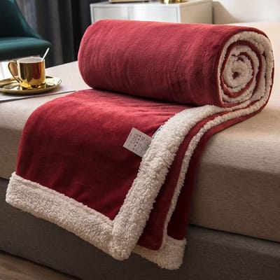 fleece werpdekens Reisformaat - Superzachte donzige warme stevige bedspreien voor bank Microfiber deken -Licht bordeaux_150x200cm