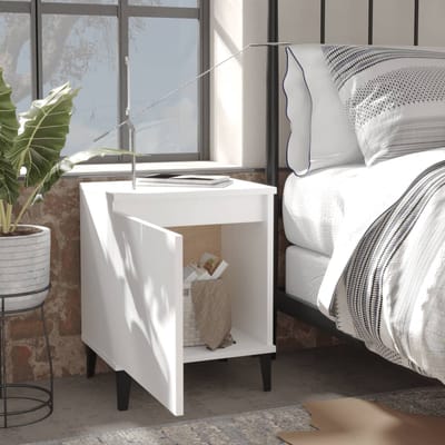 vidaXL - Nachtkastje - met - metalen - poten - 40x30x50 - cm - wit