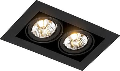 QAZQA oneon - Moderne Inbouwspot - 2 lichts - L 250 mm - Zwart - Woonkamer | Slaapkamer | Keuken
