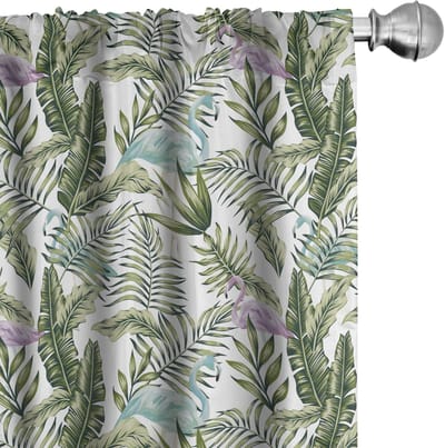 ABAKUHAUS Tropische Voorhangen – 2x75x225 cm – Microvezel – Olijfgroen Multicolor