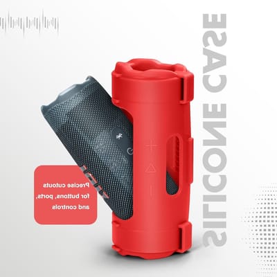 Zachte Silicone Hoes voor Draagbare Bluetooth Speaker, Met Schouderriem en Fietsband - Rood, Bescherming en Stijl voor JBL Flip 7