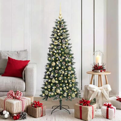 vidaXL - Kunstkerstboom - Groen - 150 - cm - PVC - en - Plastic - en - Staal