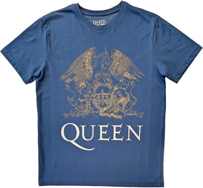 Queen - Crest Heren T-shirt - XL - Blauw