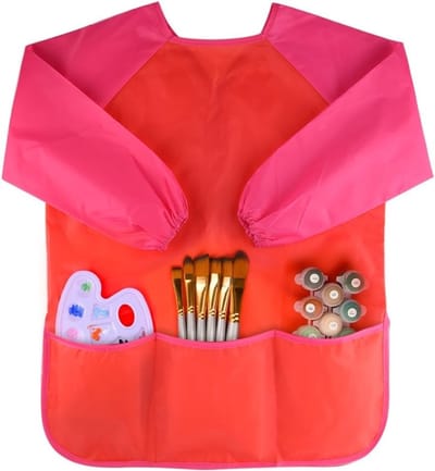 Dailygoods- Schilderschort Waterdicht - Kinderschort met Mouwen - Verstelbaar - 3 Vakken - Onderhoudsvriendelijk - Veilig en BPA-vrij