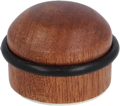 Deurstopper Vloer - Deurbuffer Deurbeschermer - Deuren Openhouden - Rondom Rubberen Ring - Ø 38 mm - Walnoot Hout
