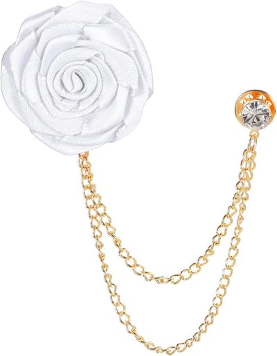 Elegante Roos Corsage Speld voor Heren en Dames - Metalen Kledingdecoratie met Ketting