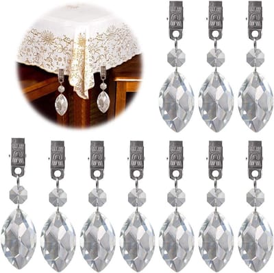 Pak van 10 kristallen tafelkleden met metalen clips, ideaal voor tuinfeesten, picknicks, bruiloften, buffetten en tafelkleden.Cyslmuk
