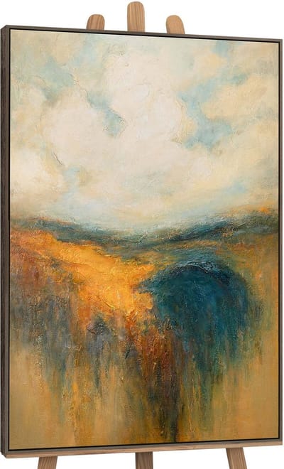Canvas schilderij handgeschilderd golden expanse abstract – YS-Art Gallery – Luxe wanddecoratie voor woonkamer – Modern schilderij voor slaapkamer en hal