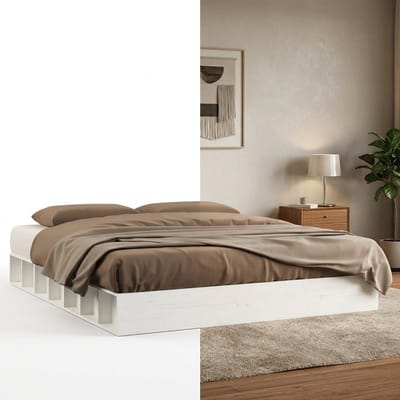 Vloerbed – Laag Bedframe – Minimalistisch Design – Stevig en Comfortabel – Geschikt voor Elke Slaapkamer - Wit