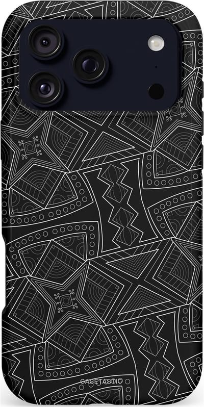 Casetastic hoesje geschikt voor Apple iPhone 17 Pro Max - MagSafe - Dubbellaagse bescherming - Afrikaanse kunst - Fashion Case - Zwart