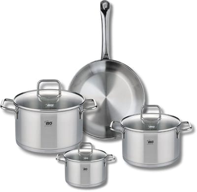 Set van 1 Koekenpan 24 cm en 3 kookpotten 12, 16 en 20 cm Elo Profi Citrin