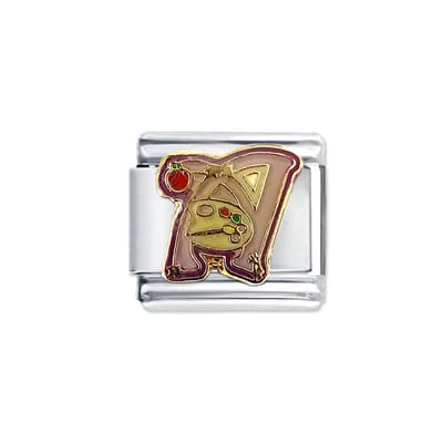 Schakel Bedel - Letter A - Fun Colours - 9mm Schakel voor Italiaanse Bedelarmband