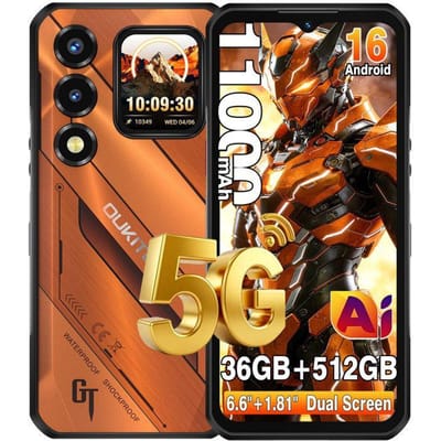 OUKITEL WP66 5G Smartphone Robuste 36GB+512GB 6,6  FHD+ 11000mAh 108MP Telephone Portable Incassable Android 16 Dual SIM/NFC Orange