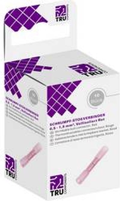 TRU COMPONENTS T1904C068 Stootverbinder Met krimpkous 0.50 mm² 1.50 mm² Volledig geïsoleerd Rood 10 stuk(s)