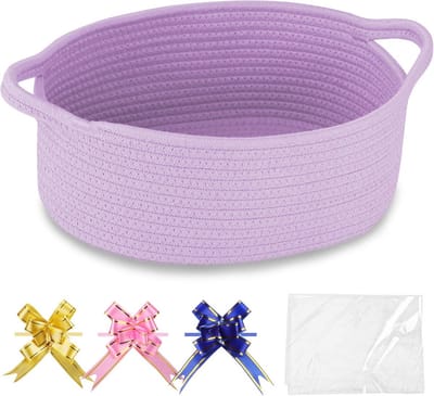 Kleine geweven mand - Opbergmand katoen - Cadeaus maken - Inclusief cellofaan zak - 30 x 20 x 13 cm