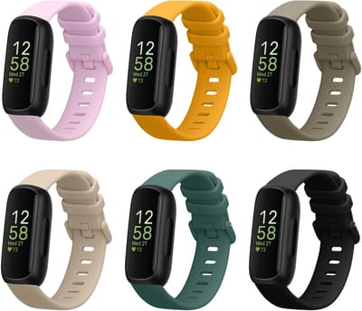 kwmobile 6x armband geschikt voor Fitbit Inspire 3 / Inspire 2 / Ace 3 -Verstelbaar 14 - 22 cm - Bandjes voor fitnesstracker in meerkleurig