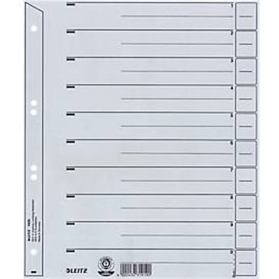 Scheidingsbladen Leitz A4 karton 200gr 6-gaats grijs 100 stuks