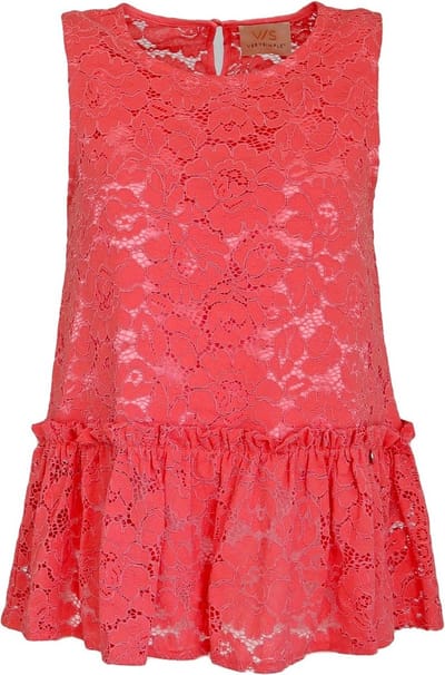 Verysimple • koraal rode kanten top • maat S (IT42)