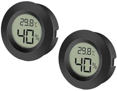 EEEKit 2-Pack LCD Digitale Hygrometer Thermometer, Indoor Outdoor Vochtigheid Meter Temperatuurmeter voor Luchtbevochtigers Ontvochtigers Kas Kelder Babyroom, Zwart Ronde