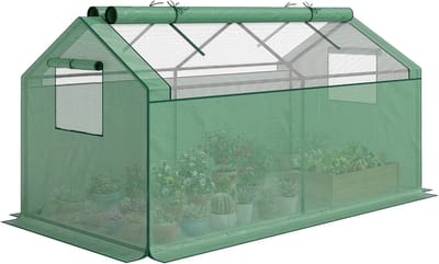 Foliekas met Raam - Kweekkas Tuin - Planten Beschermen - UV-bescherming - 180 x 92 x 92 cm - Groen