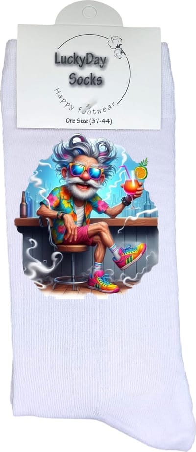 Opa - Opkikker - Grappige sokken - Valentijns cadeau - Verjaardagscadeau - Sint cadeau - Leuke sokken - Cocktail - Vrolijke sokken - Cadeautje - Grappig cadeau - Kerst Sokken - Vaderdag - Moederdag - Pensioen cadeau - Sokken maken Happy - 37-44