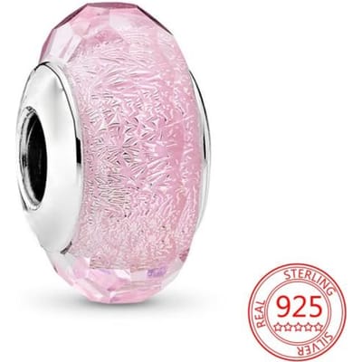 Authentieke S925 Zilveren Bedels 925 Sterling Mooie Roze Hart Oordopjes Bedels passen Armband en Ketting Meisjes Cadeau Sieraden white