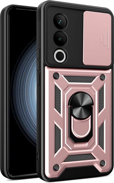 MobyDefend Hoesje - Geschikt voor Oppo A80 5G - Pantsercase Met Draaibare Ring - Rosé