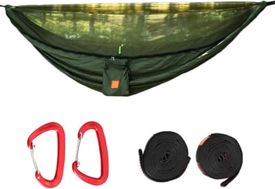 Kampeerhangmat met Net - Outdoor Hangmat Klamboe Hangmat - Ontspannen Buiten - Snel Opzetbaar - 270x140 cm - Groen