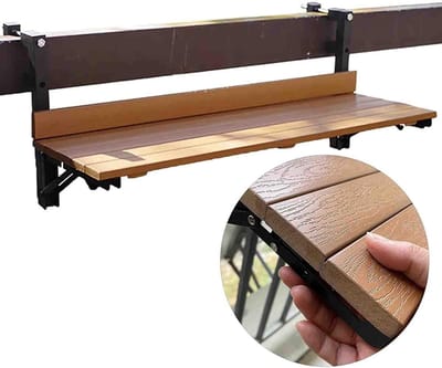Balkontafel Opvouwbaar - Relingtafel Buiten - Extra Werkruimte - Weerbestendig Composiet - Verstelbare Hoogte - Grijs