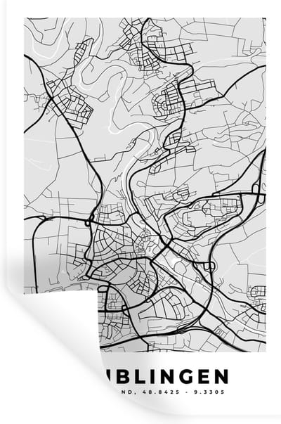 Muurstickers - Sticker Folie - Stadskaart - Waiblingen - Plattegrond - Kaart - Duitsland - 20x30 cm - Plakfolie - Muurstickers Kinderkamer - Zelfklevend Behang - Zelfklevend behangpapier - Stickerfolie