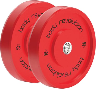 2x25 kg olympische bumper plates - rood - 25 kg - iwf-standaard