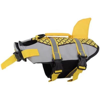 Gilet de sauvetage réfléchissant pour chien en forme de requin Imperméable Anti-fissure Vêtements de natation pour chiens Flottabilité améliorée Avec poignée (Yellow,XS) jaune
