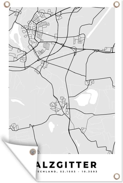 Muurdecoratie Plattegrond - Salzgitter - Duitsland - Kaart - Stadskaart - 120x180 cm - Tuinposter - Tuindoek
