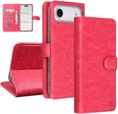 TUNIQ Book type case - iPhone 17 Air - Hot Pink - Met 3 kaartsleuven - Magnetische sluiting