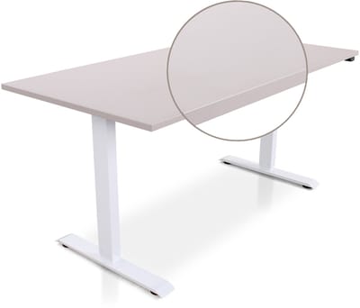 Lineaflex MRC EASY Zit-Sta Bureau – Elektrisch Verstelbaar – 160x80 cm – Blad Sand Grey – Wit Frame – Inclusief Stekkerdoos & Kabelklemmen