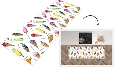 Keukenloper - Loper keuken - IJshoorntjes - IJs - Patroon - 150x50 cm - Keukenloper vinyl
