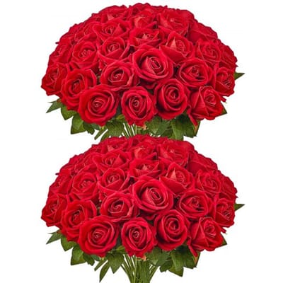 VEVOR Kunstbloemen Rozen, 60 stuks Kunstbloemen, Rode neprozen met stelen, Schuimrozen voor DIY bruidsboeketten Bruids Valentijnsdag Moederdag Huisdecoratie