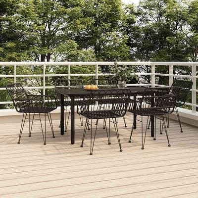 vidaXL - 7-delige - Tuinset - poly - rattan - zwart