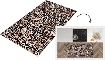 Keukenloper - Loper keuken - Panterprint - Zwart - Bruin - 120x60 cm - Keukenloper vinyl