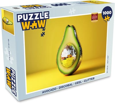 Puzzel Avocado - Discobal - Geel - Glitter - Legpuzzel - Puzzel 1000 stukjes volwassenen