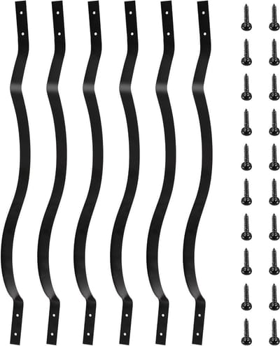 Metalen Terrasleuningen - Balkonhekken Balusters - Buitenbeveiliging - Gegolfde Barokstijl - 819 x 25 cm - Zwart