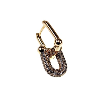 Dottilove Oorbel Dames - Gold Plated - Luxe U-Oorbel met Cz - Oorbel met U-Vormige Hanger